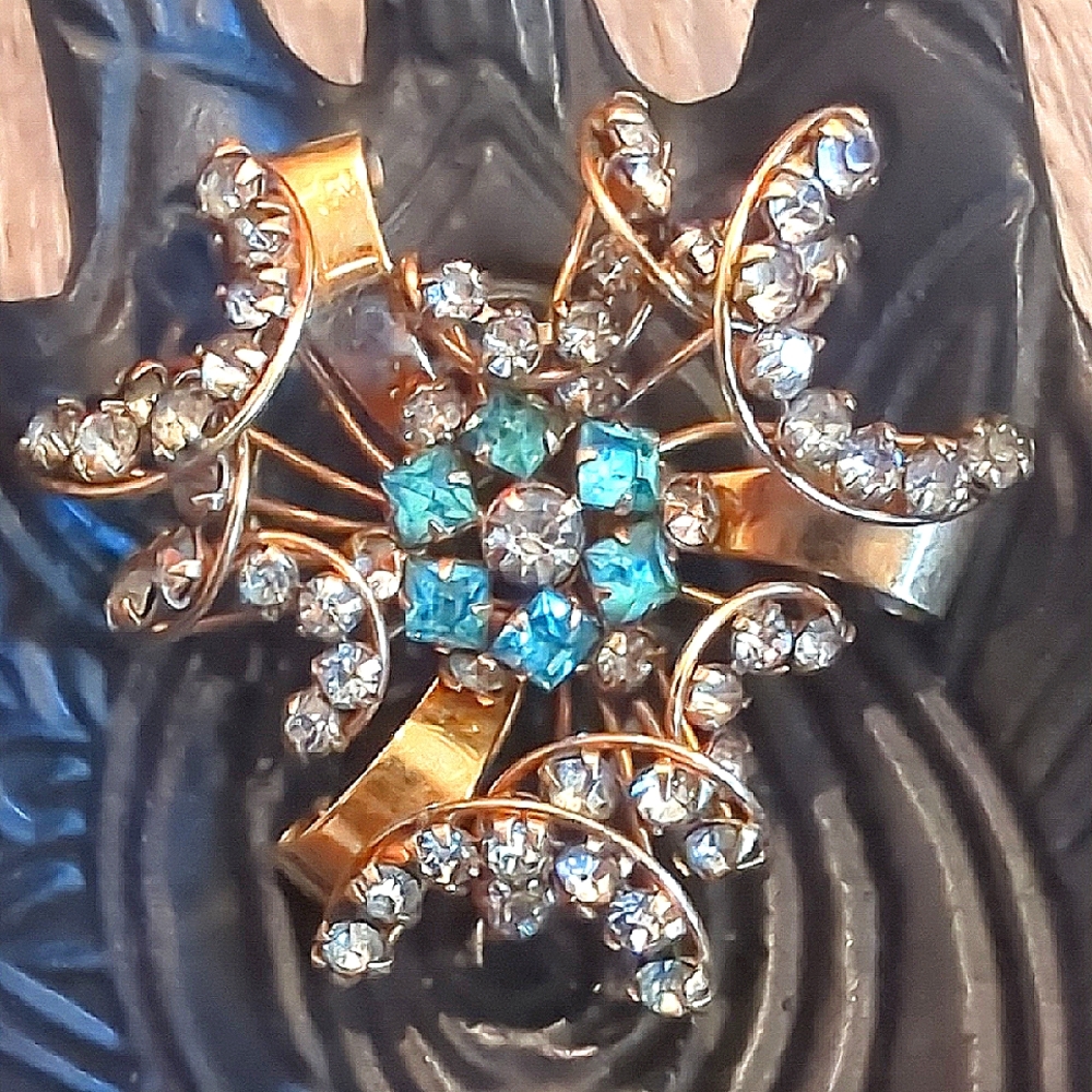 Vintage M&S Art Deco Gold Filled Rhinestone Brooch Pendant